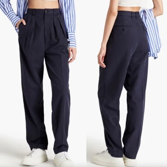Alex Mill Keaton Cotton and Lyocell-Blend Tapered Pleated Pants - Picture 1 of 5